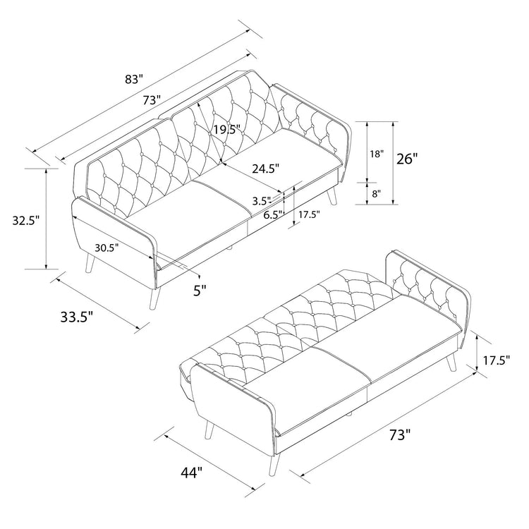 Novogratz Tallulah Memory Foam Futon Dimensions-Better Bed Company