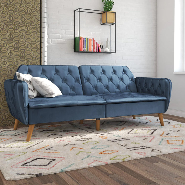 Novogratz Tallulah Memory Foam Futon Blue-Better Bed Company