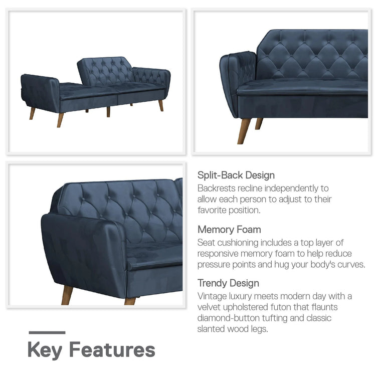 Novogratz Tallulah Memory Foam Futon Detail Positions-Better Bed Company