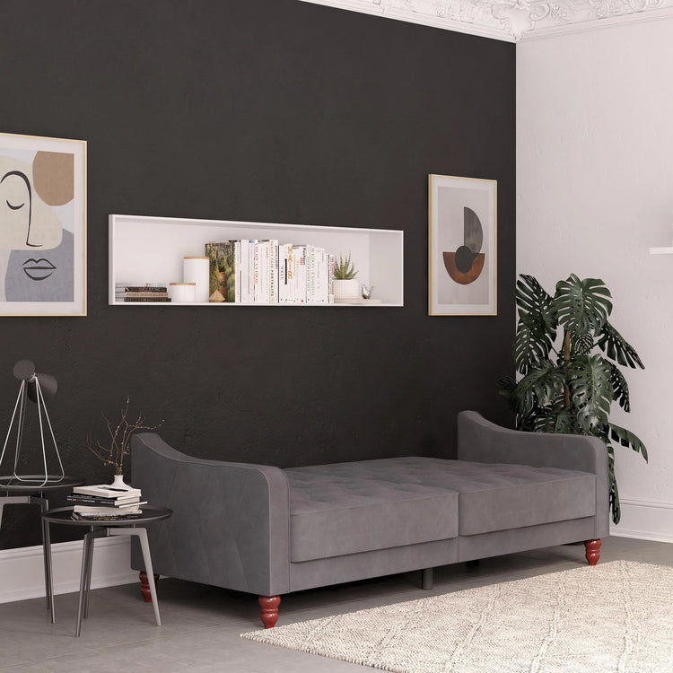 Novogratz Vintage Tufted Futon Grey As A Bed-Better Bed Company