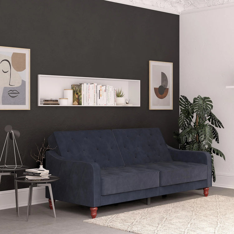 Novogratz Vintage Tufted Futon Blue-Better Bed Company