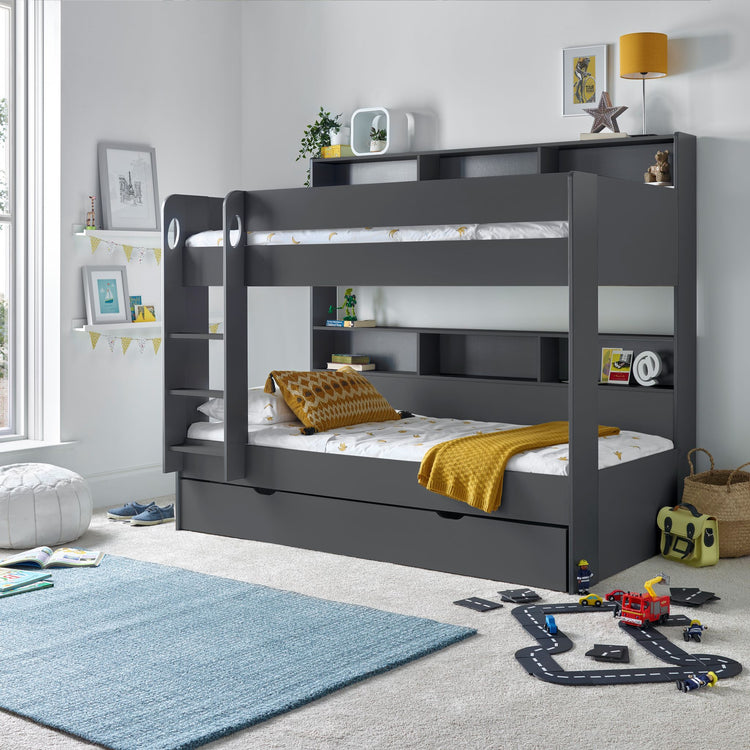 Oliver Bunk Bed With 2 Mattresses Bundle Onyx Grey-Better Bed Company