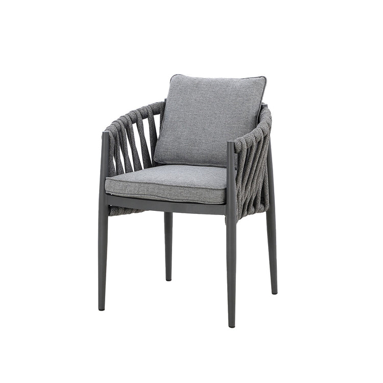 Maze Milan Rope Weave Pair of Dining Chairs Charcoal-Better Bed Company
