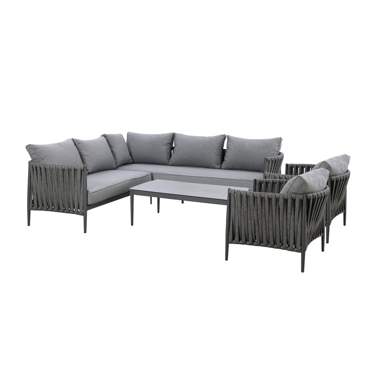 Maze Milan Rope Weave Small Corner With 2 Armchairs