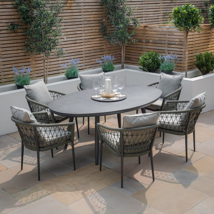 Maze Monaco Rope Weave 6 Seat Oval Dining Set