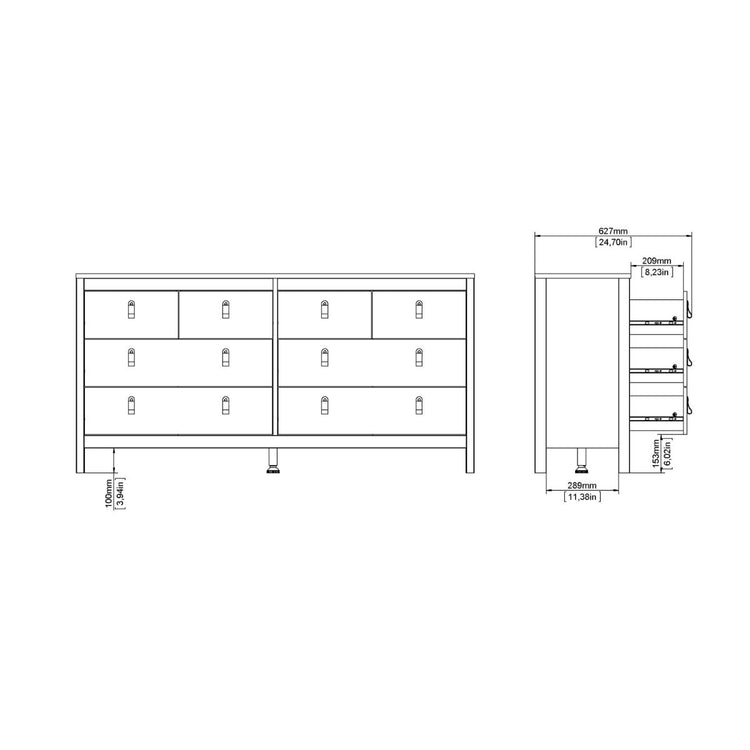 Furniture To Go Barcelona Double Dresser 4+4 Drawers Chest Dimensions-Better Bed Company