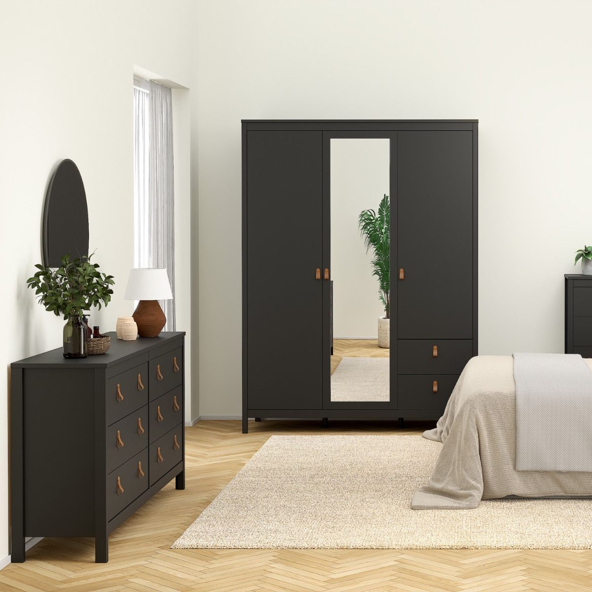 Furniture To Go Barcelona Double Dresser 4+4 Drawers Black Bedroom Set-Better Bed Company