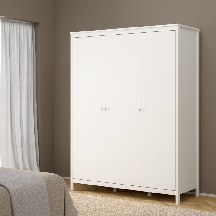 Furniture To Go Madrid Wardrobe with 3 Doors White-Better Bed Company