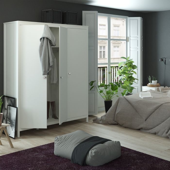 Furniture To Go Madrid Wardrobe with 3 Doors White In Bedroom-Better Bed Company