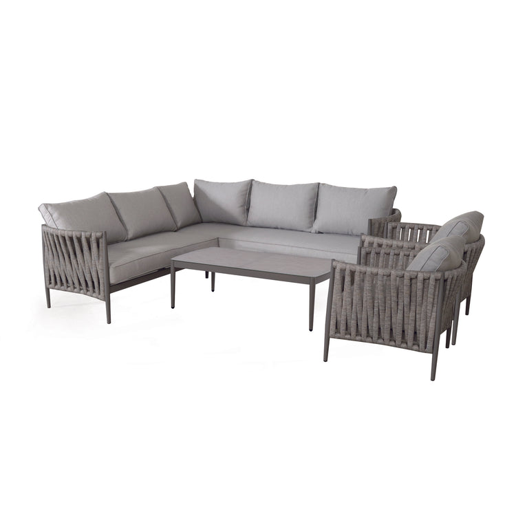 Maze Milan Rope Weave Small Corner With 2 Armchairs