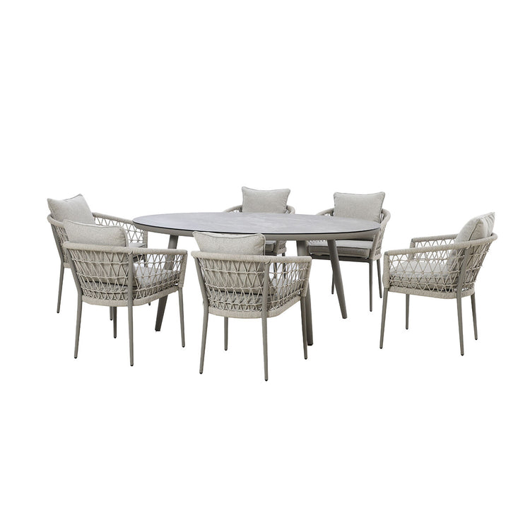 Maze Monaco Rope Weave 6 Seat Oval Dining Set