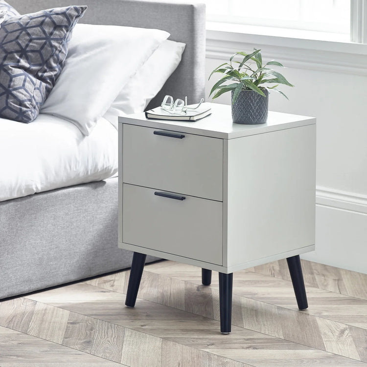 Julian Bowen Alba 2 Drawer Bedside-Grey-Better Bed Company