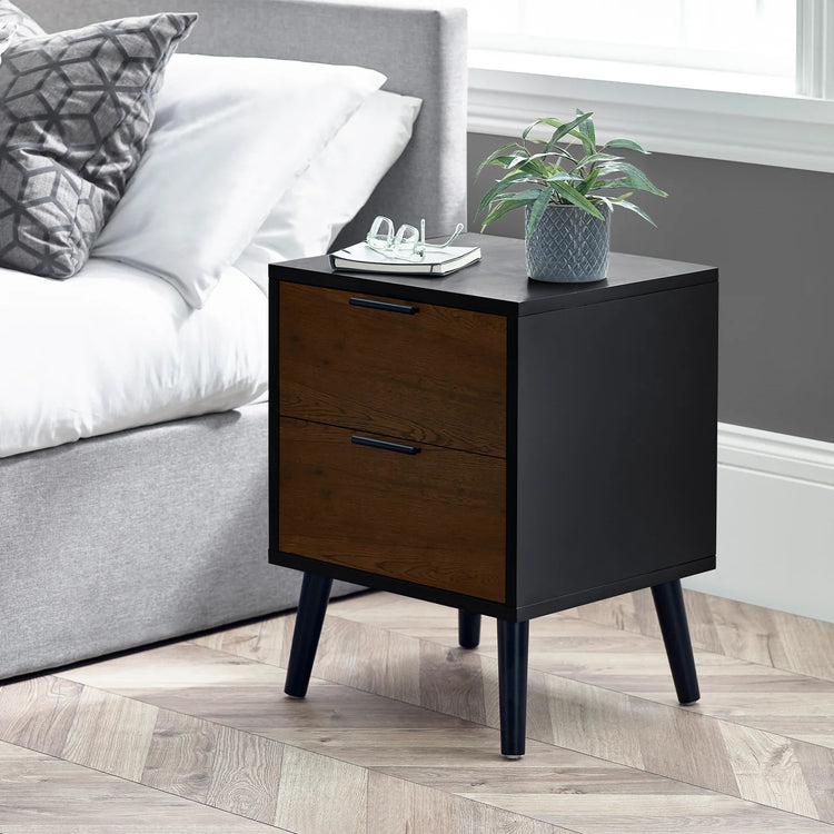 Julian Bowen Alba 2 Drawer Bedside-Walnut-Better Bed Company