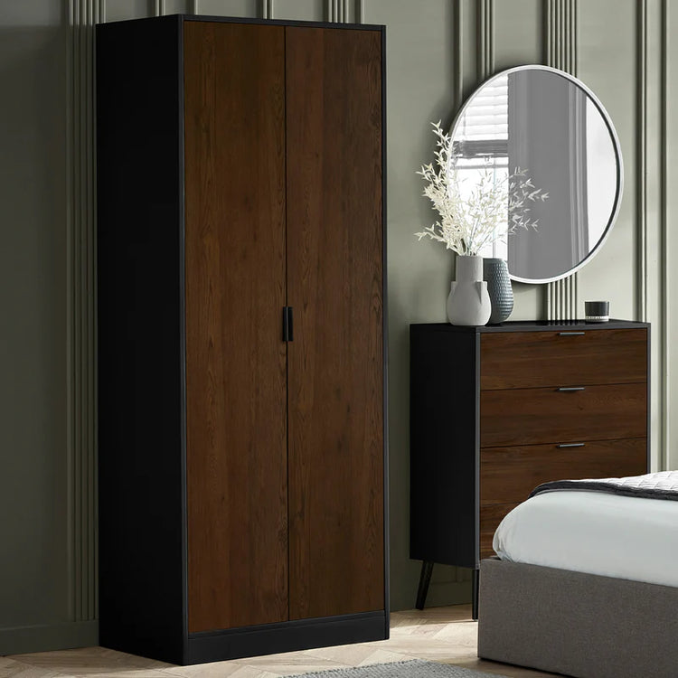 Julian Bowen ALBA 2 Door Wardrobe-Walnut-Better Bed Company