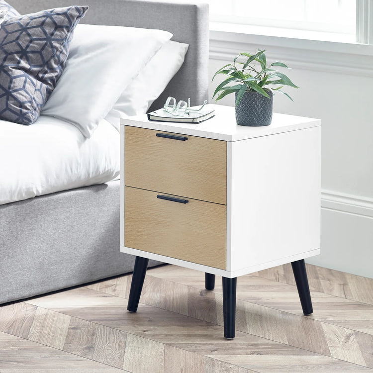 Julian Bowen Alba 2 Drawer Bedside-Oak-Better Bed Company