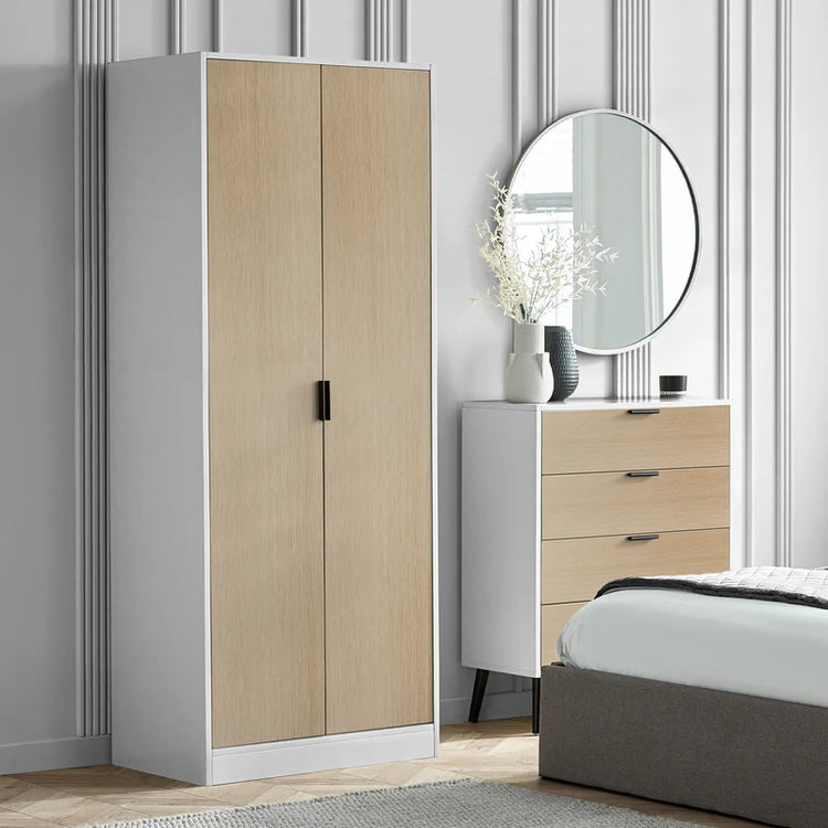 Julian Bowen ALBA 2 Door Wardrobe-Oak-Better Bed Company