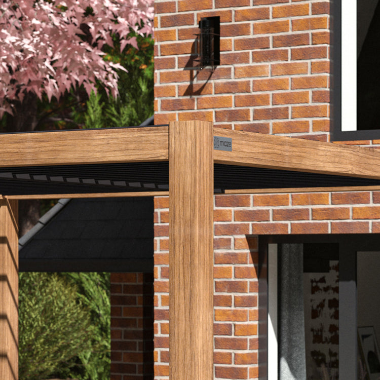 Maze Como Pergola Aluminium Square 3Mx3M / Wood Effect Frame