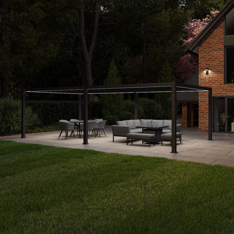 Maze Como Pergola Aluminium 78x40 Frame Only Lights On-Better Bed Company