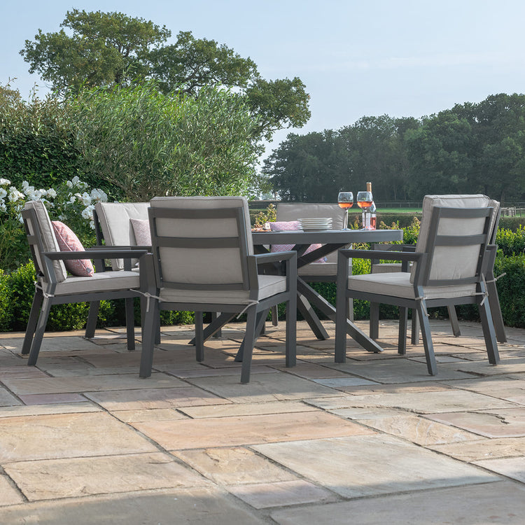 New York 6 Seat Round Dining Set Dove Grey From Front-Better Bed Company