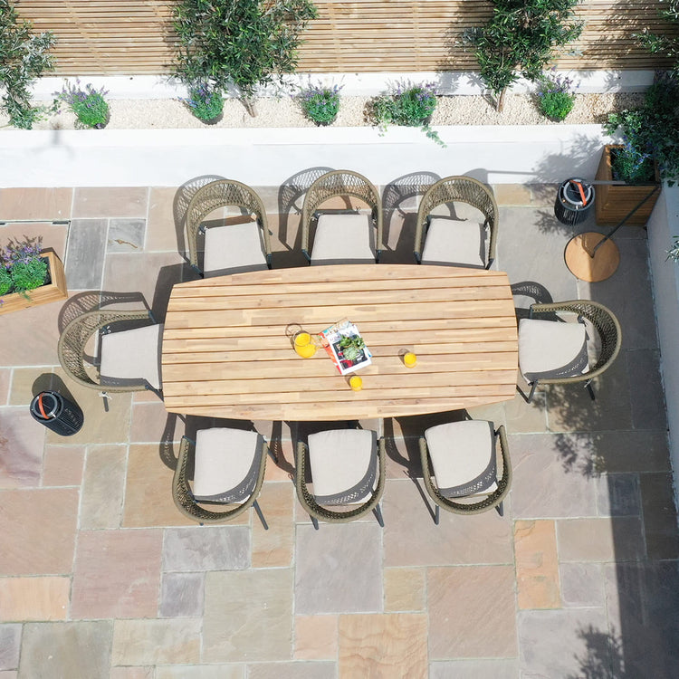 Maze Bali Rope Weave 8 Seat Oval Fixed Dining Set Birdseye-Better Bed Company