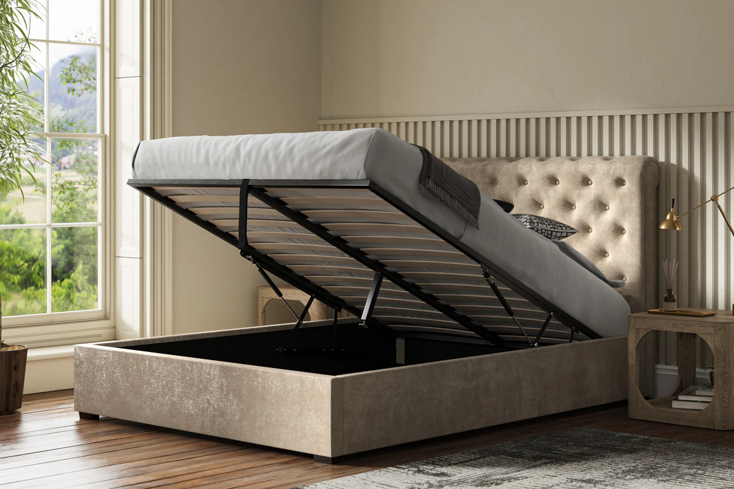 Hackenthorpe Ottoman Bed Stone-Better Bed Company