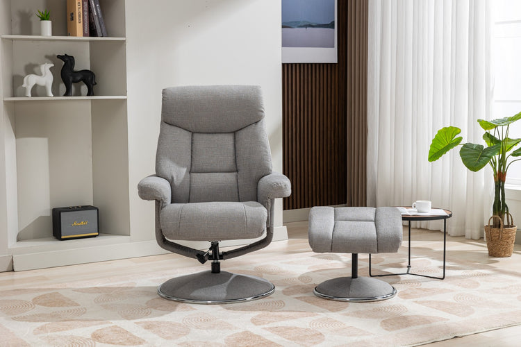 GFA Biarritz Recliner And Foot Stool Lisbon Silver-Better Bed Company