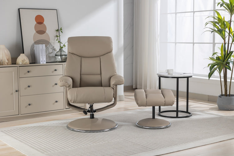 GFA Biarritz Recliner And Foot Stool Pebble Plush-Better Bed Company