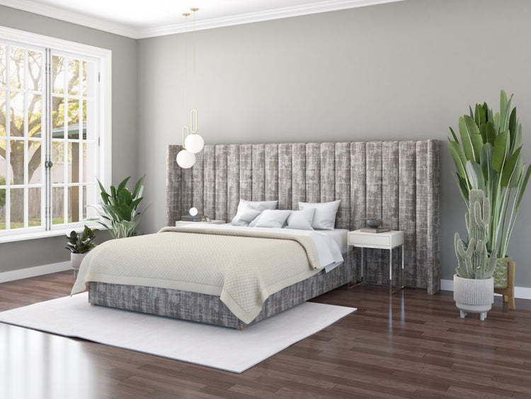 Aspire Grandeur Velvet Ottoman Bed-Distressed Velvet Slate-Better Bed Company