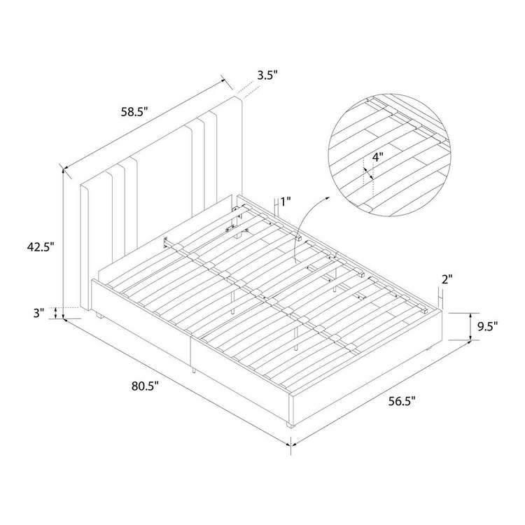 Dorel Charis Upholstered Bed Double-Better Bed Company