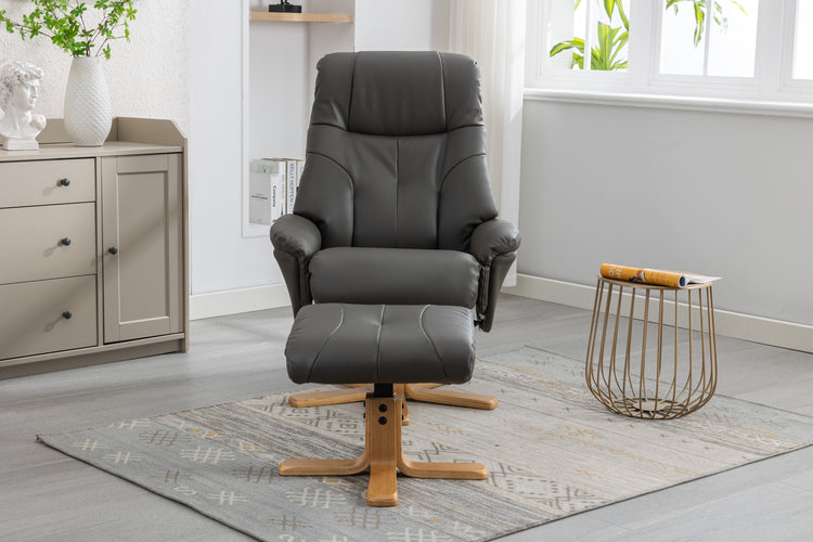 GFA Dubai Recliner And Foot Stool Cinder Plush-Better Bed Company