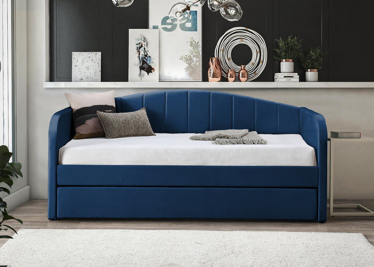 Flintshire Fabric Daybed From front Blue-Better Bed Company