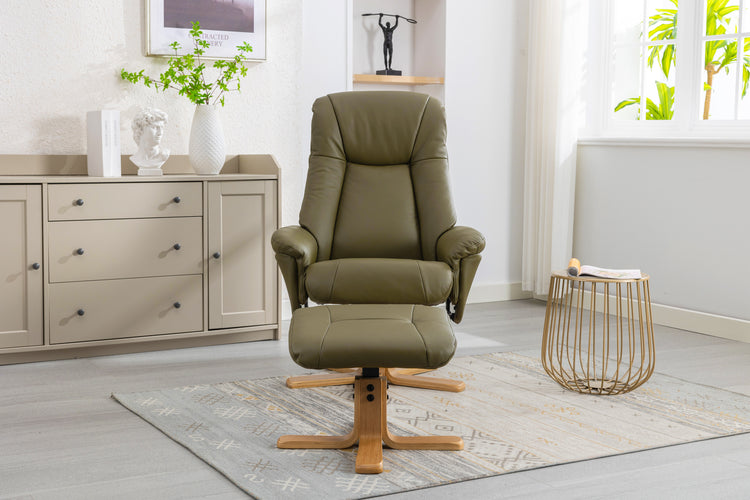 GFA Hawaii Recliner And Foot Stool-Olive Green