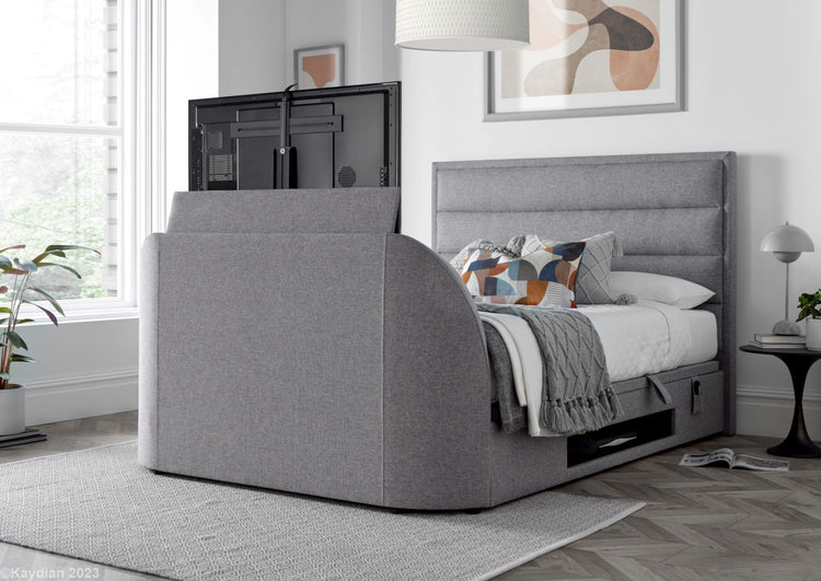 Kaydian Kirkby Marbella Grey TV Ottoman Bed TV Up-Better Bed Company