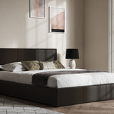 Emporia Beds Madrid Faux Leather Ottoman Bed Brown-Better Bed Company