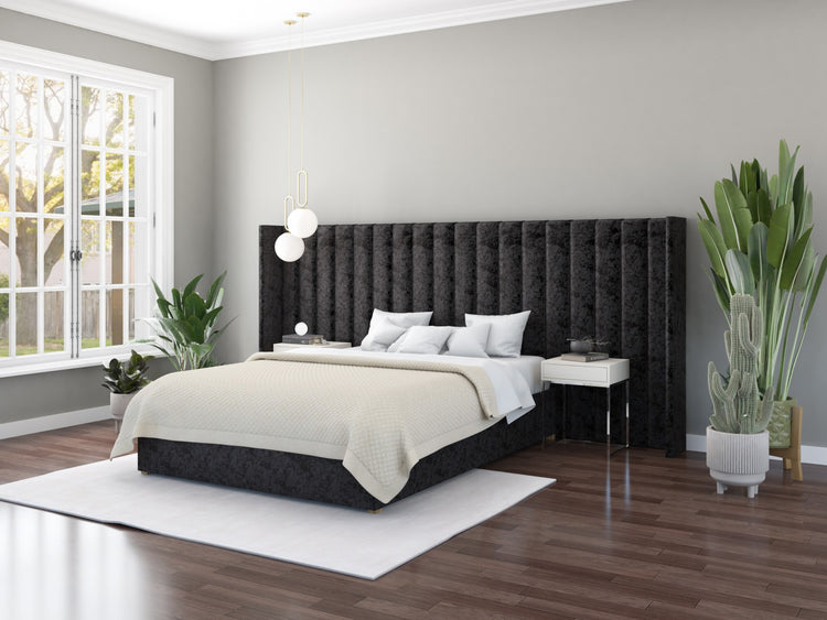 Aspire Grandeur Velvet Ottoman Bed-Mirazzi_Velvet_Black-Better Bed Company