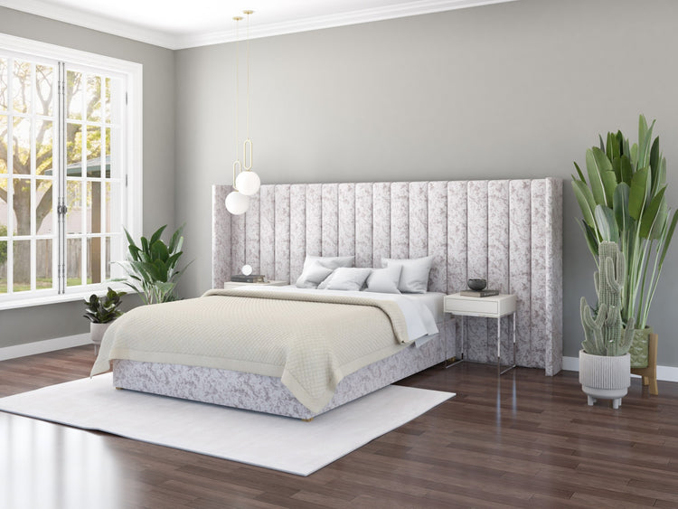 Aspire Grandeur Velvet Ottoman Bed-Mirazzi_Velvet_Silver-Better Bed Company