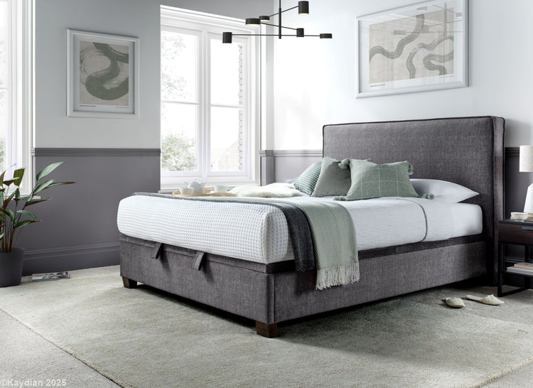Kaydian Newton Vogue Grey Ottoman Bed Side-Better Bed Company