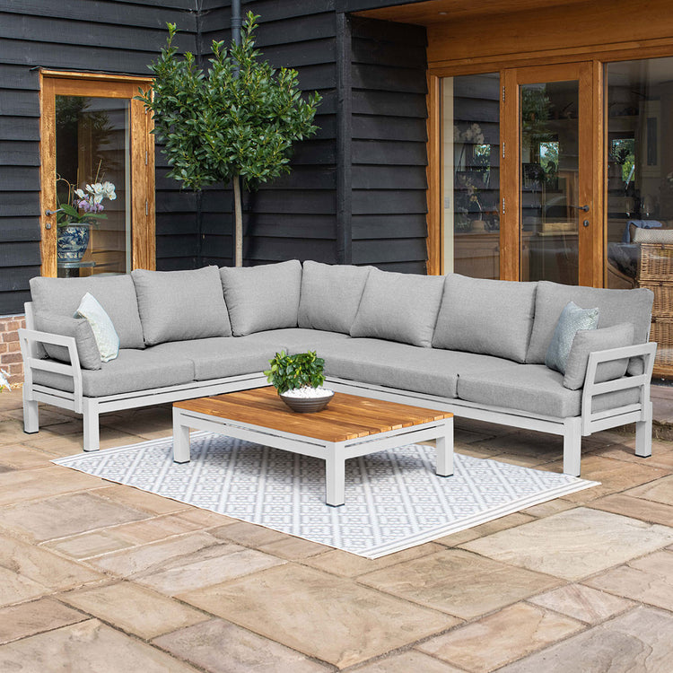 Maze Oslo Corner Group With Teak Coffee Table White From Other View-Better Bed Company