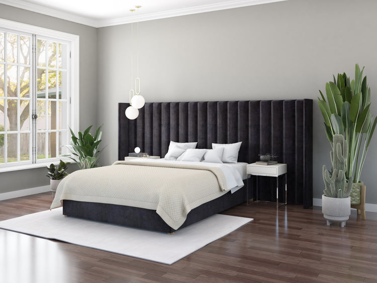 Aspire Grandeur Velvet Ottoman Bed-Plush-Ebony-Better Bed Company