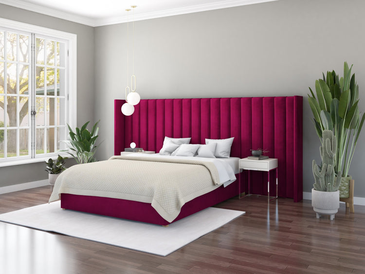Aspire Grandeur Velvet Ottoman Bed-Plush Velvet-Berry-Better Bed Company