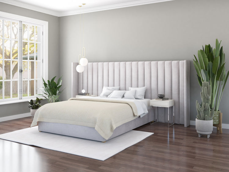 Aspire Grandeur Velvet Ottoman Bed-Plush Velvet-Light Silver-Better Bed Company