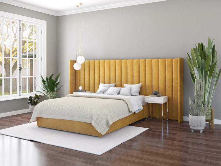 Aspire Grandeur Velvet Ottoman Bed-Plush Velvet-Ochre-Better Bed Company