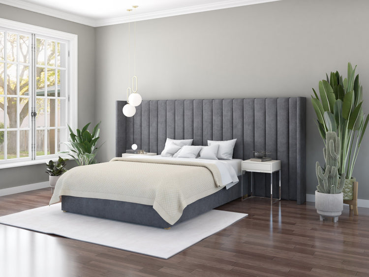 Aspire Grandeur Velvet Ottoman Bed-Plush Velvet-Steel-Better Bed Company