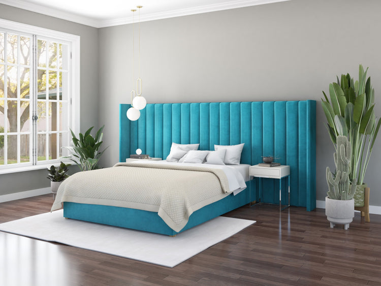 Aspire Grandeur Velvet Ottoman Bed-Plush Velvet-Teal-Better Bed Company