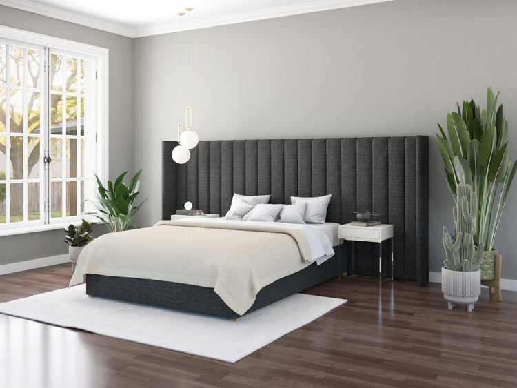 Aspire Grandeur Velvet Ottoman Bed-SaxonTwill-Charcoal-Better Bed Company