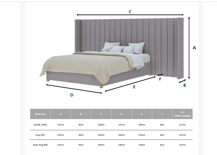 Aspire Grandeur Velvet Ottoman Bed with Oversize Wing Headboard