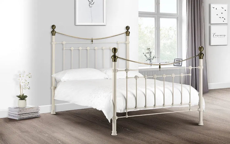 Julian Bowen Victoria Stone White Metal Bed-Better Bed Company