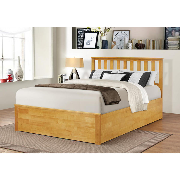 Heartlands Furniture Zoe Ottoman Bed Oak-Better Bed Company
