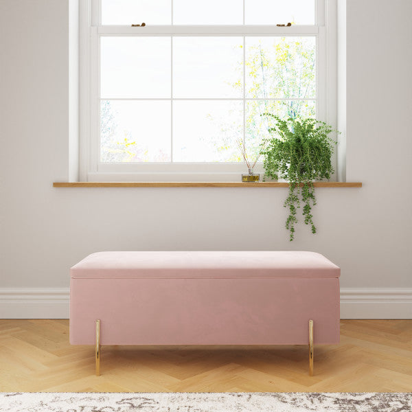 GFW Mystica Ottoman Storage Bench Pink From Front-Better Bd Company