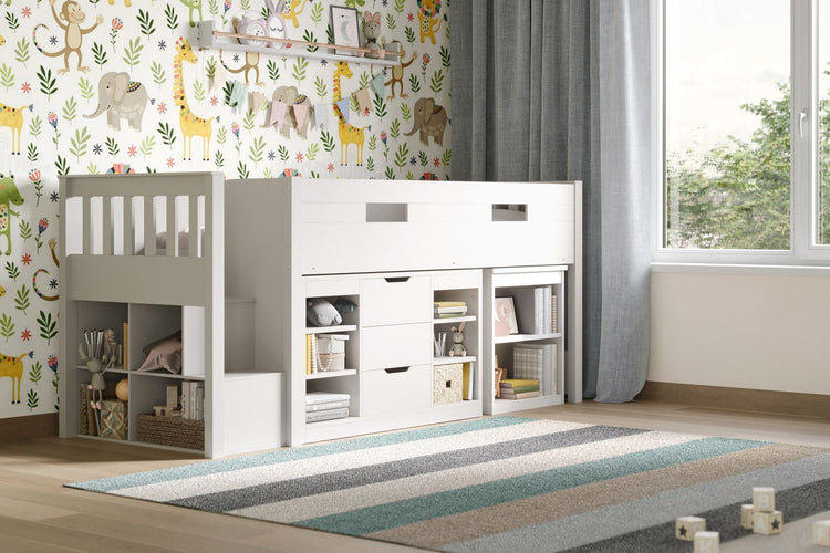 Kids Bunk Beds Daisy Wooden Mid Sleeper Set With Storage And Desk From Side-Better Bed Company